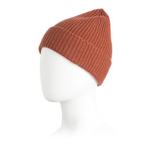 TESMA Burgundy Made In Italy Cashmere And Wool Blend Mini Rib Beanie - Picture 1 of 2